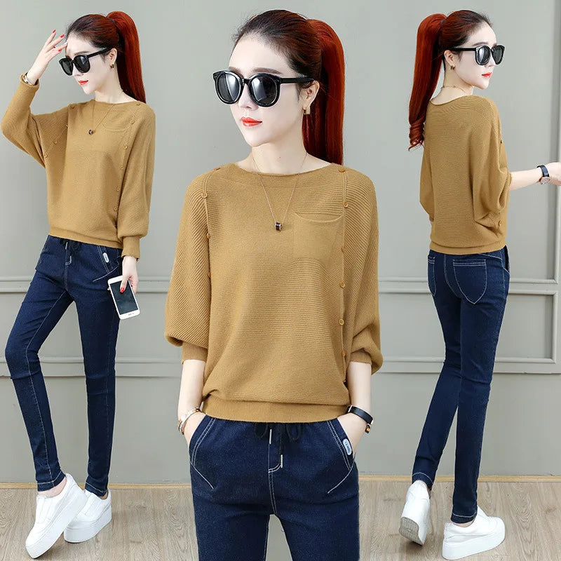 Loose Female Pullover Jumper Long-sleeved Knitted Sweater Women's New Bottoming Shirt Spring Autumn Winter Top Pull Femme