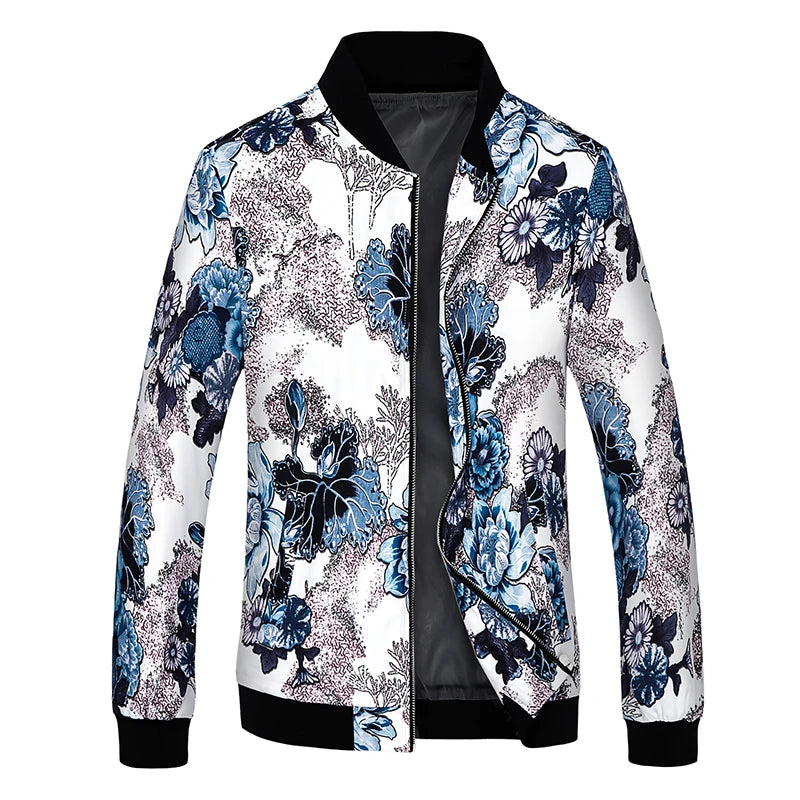 2026 New Baseball Collar Men's Long Sleeve Printed Jacket, Chinese Style Print Zipper Control Coat, Asian Size M-6XL.