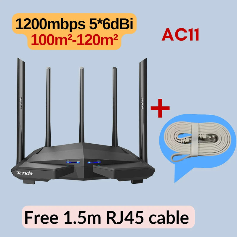 រ៉ោតទ័រផ្លូវការ Tenda AC10 ជំនាន់ Gigabit 2.4/5GHz WiFi 1167Mbps WiFi Repeater 128MB DDR3 High Gain 4 Antennas Network Extender
