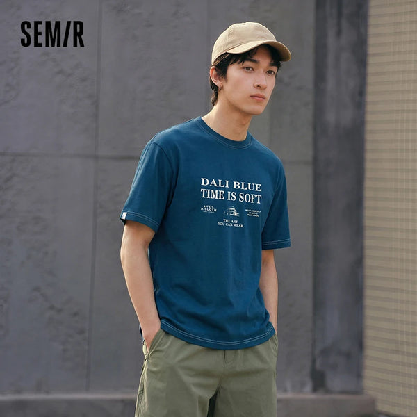 អាវយឺតបុរស Semir ឆ្នាំ ២០២៦ កប្បាសសុទ្ធបោះពុម្ពអក្សរប៉ាក់រលុង ស្ទីលធម្មតា ទន់ ពាក់ប្រចាំថ្ងៃ