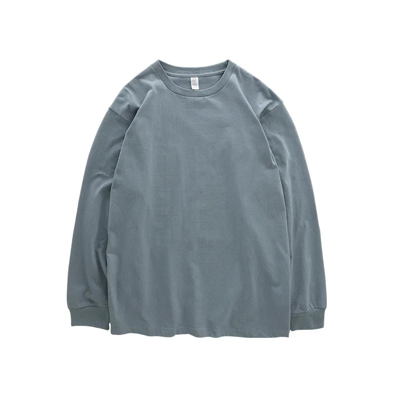 Dukeen 280g Heavyweight Long-Sleeved T-Shirt for Men 100% Cotton Shirts Oversized Solid Color Tops Plain Tees Men's Clothing