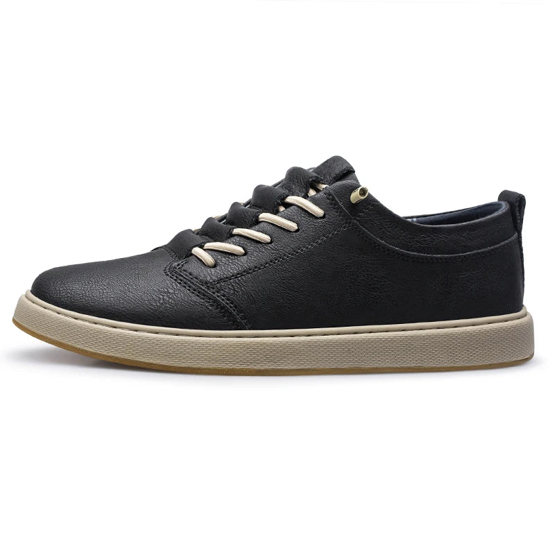 Spring Autumn Mens Fashion Leather Casual Shoes Fashion Skateboarding Shoes Flat Comfortable Big Size 46 47