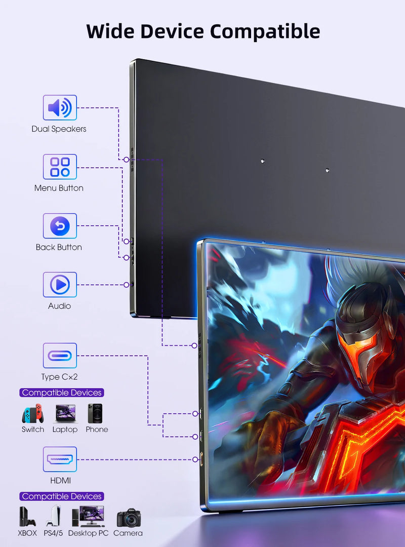 UPERFECT 2.5K Portable Monitor 16" QLED 2560x1600 100%sRGB HDR USB-C HDMI Second Laptop Computer Gaming Display Travel Screen