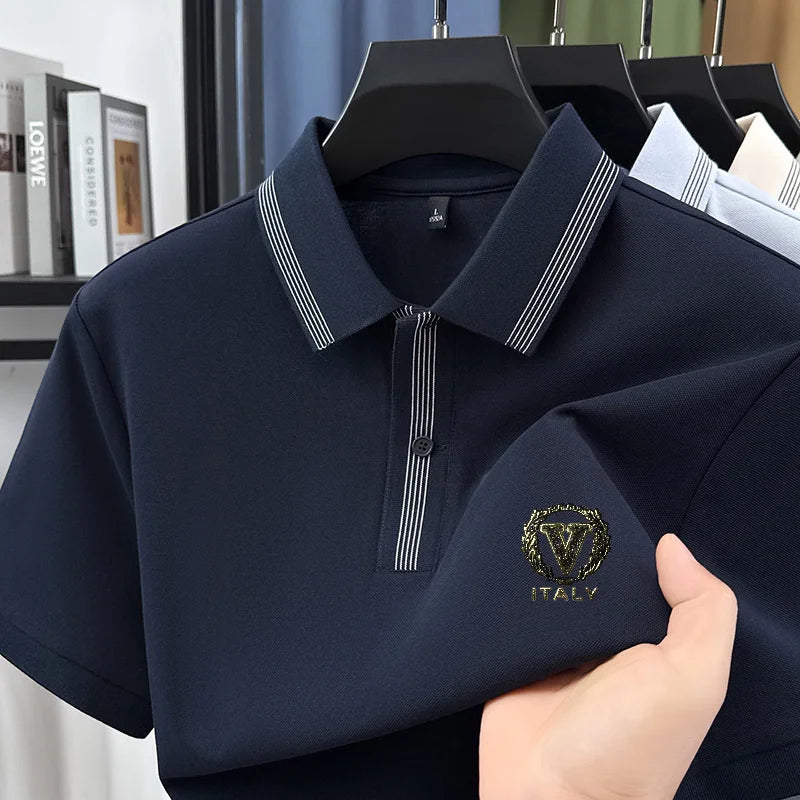 Original Design Hot Man Short-Sleeved Polo Shirt Lapel Button Letter Print Golf T-Shirt Summer New Business Fashion MensClothing