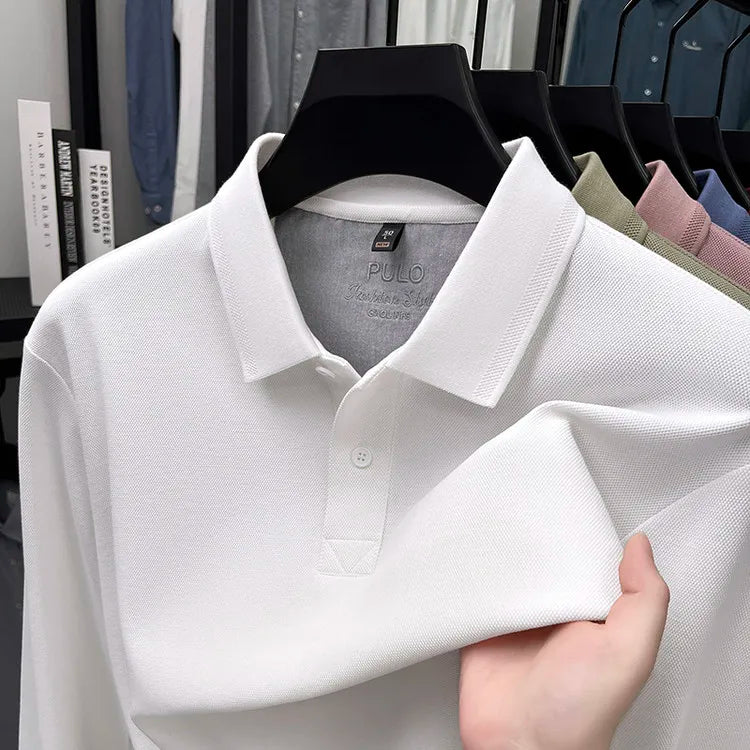 260g Long Staple Cotton Pique Fabric, Premium 100% Cotton Polo Shirt, Business Casual Slim Fit Top,Golf Shirt