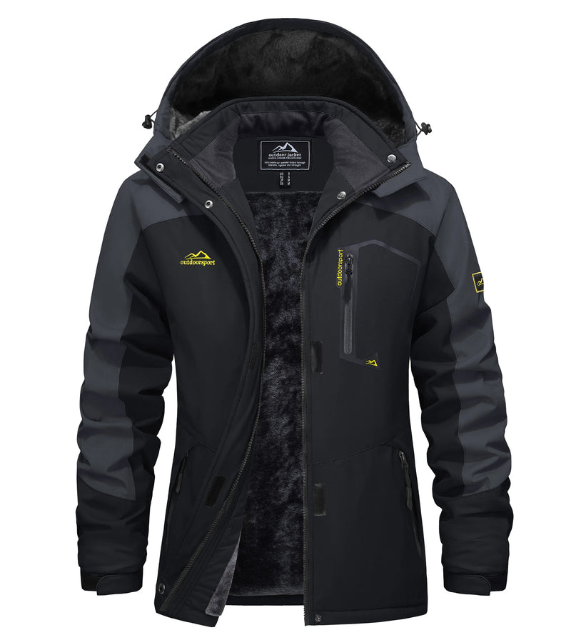TACVASEN Women Winter Waterproof Ski Parka Jacket Thermal Fleece Windproof Casual Work Jacket Padded Snow Down Coat With Pockets