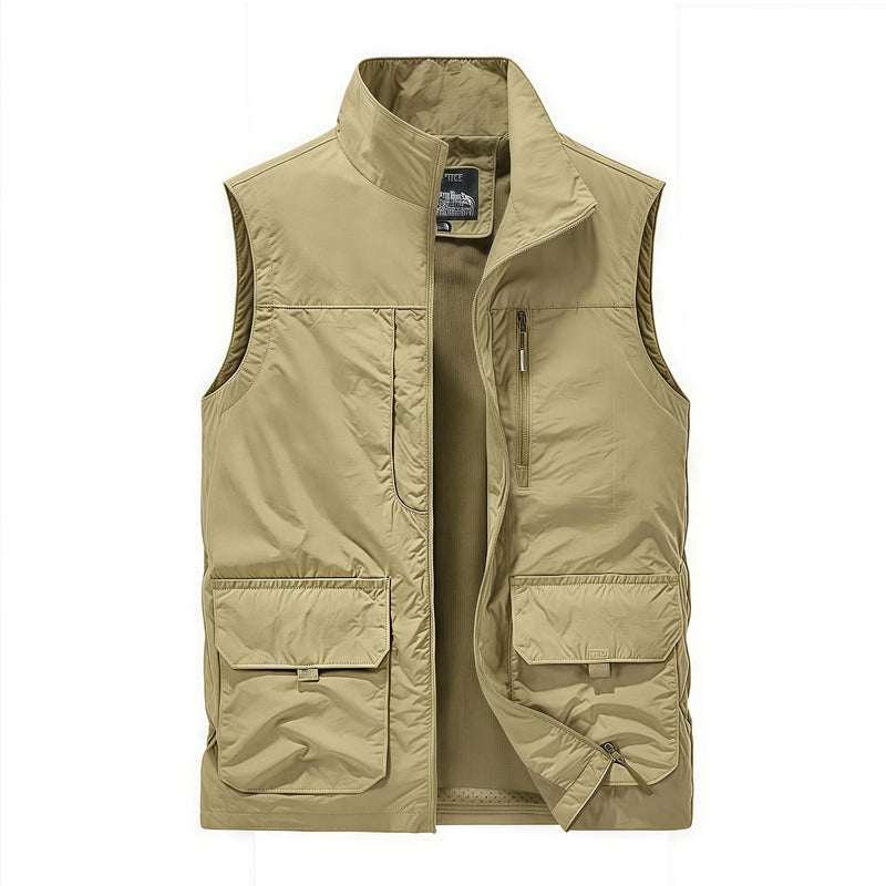Casual loose plus-size waistcoat Sleeveless vest men's outdoor multi-pocket vest stand-up collar photography vest