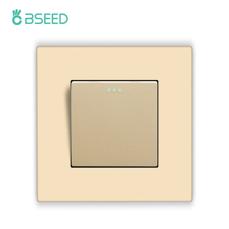 BSEED 1/2/3Gang 1Way Mechanical Light Switch Plus Electrical Outlets Plastic Frame Wall Switch On Off Power Socket