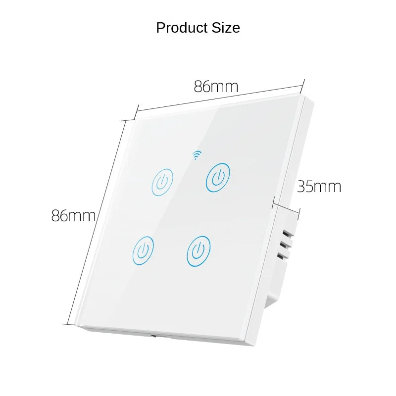 Universal Smart Tuya Switch EU Standard 86 Touch Light Switch WiFi Phone Remote Control Compatible with Alexa & Google Home