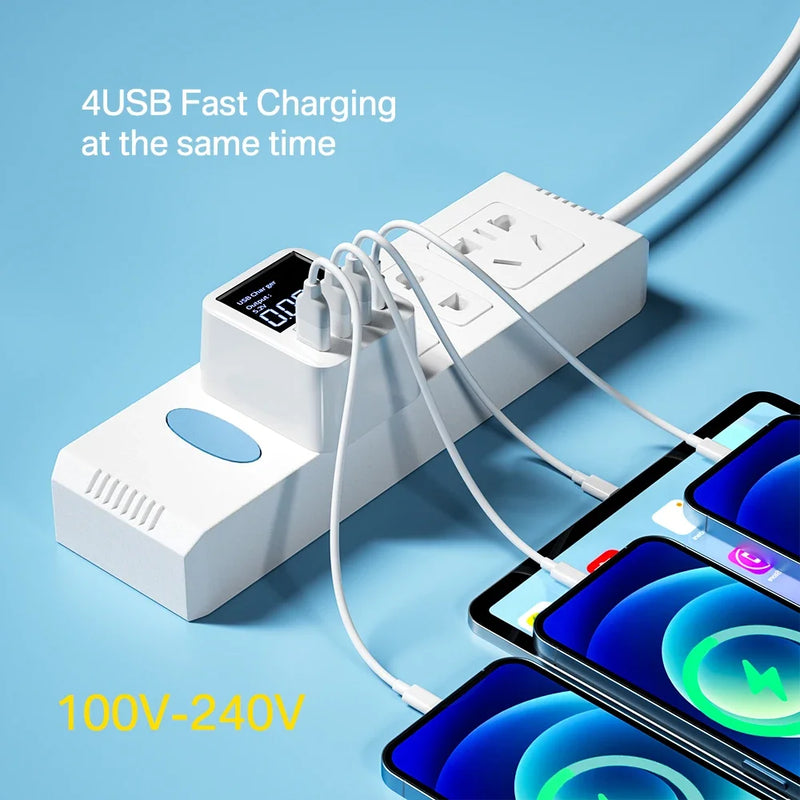 ឆ្នាំងសាក USB 40W សាកថ្មលឿន ឧបករណ៍សាកថ្មទូរស័ព្ទសម្រាប់ធ្វើដំណើរ PD QC USB C ឆ្នាំងសាកសម្រាប់ iPhone 13 12 Xiaomi Huawei Samsung
