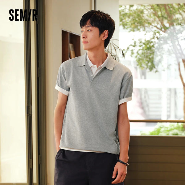 អាវប៉ូឡូបុរស Semir ឆ្នាំ 2026 បែបបុរាណ ប៉ាក់ដោយក្រណាត់ស្រូបសំណើម ស្ងួតលឿន ត្រជាក់ មានអារម្មណ៍ប្រឆាំងបាក់តេរី