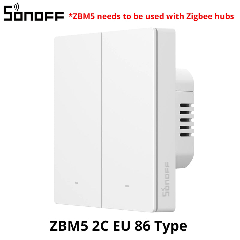 SONOFF ZBM5 Zigbee Smart Wall Switch UK/EU Type Detach Relay Mode Applicable to Both  No Neutral & With Neutral Wire 1 /2/3 Gang