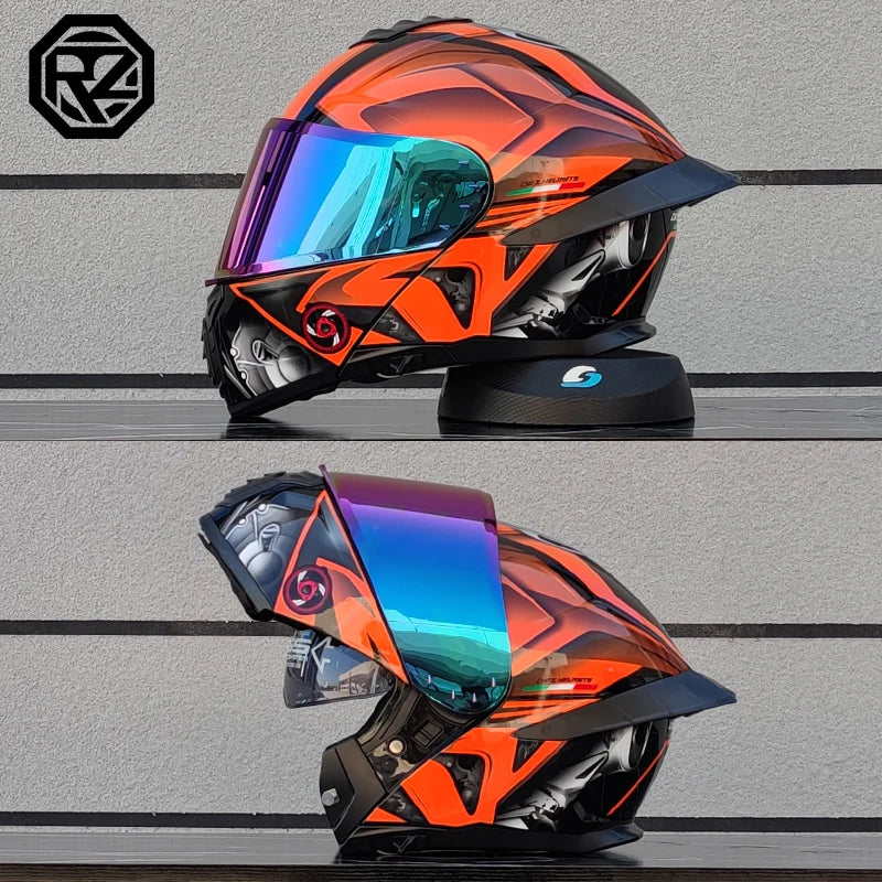 ORZ modular flip helmet dual lens full coverage helmet off-road casco para motos DOT approval