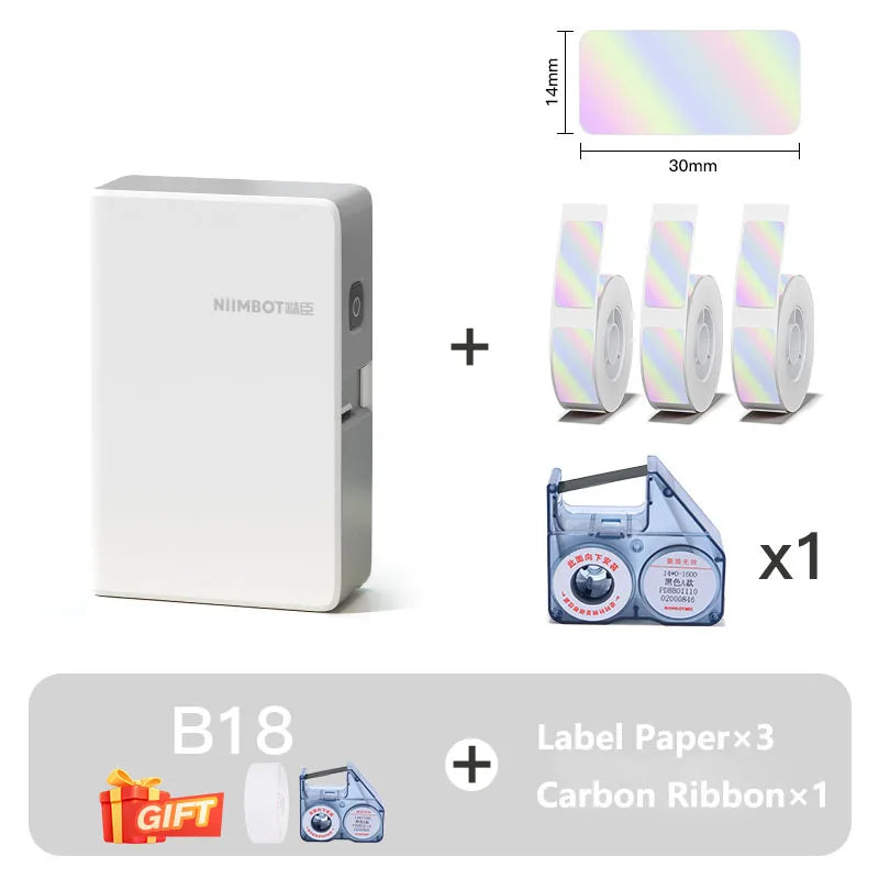 NIIMBOT N1/B18 Mini Portable Label Printer Thermal Transfer Pocket Label Maker With Long Life Ribbon And PET Stickers Gift