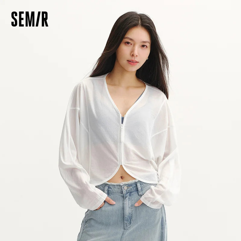 Semir Womens Jacket 2026 Batwing Sleeve Loose V Neck Cardigan Relaxed Style Casual Versatile Soft