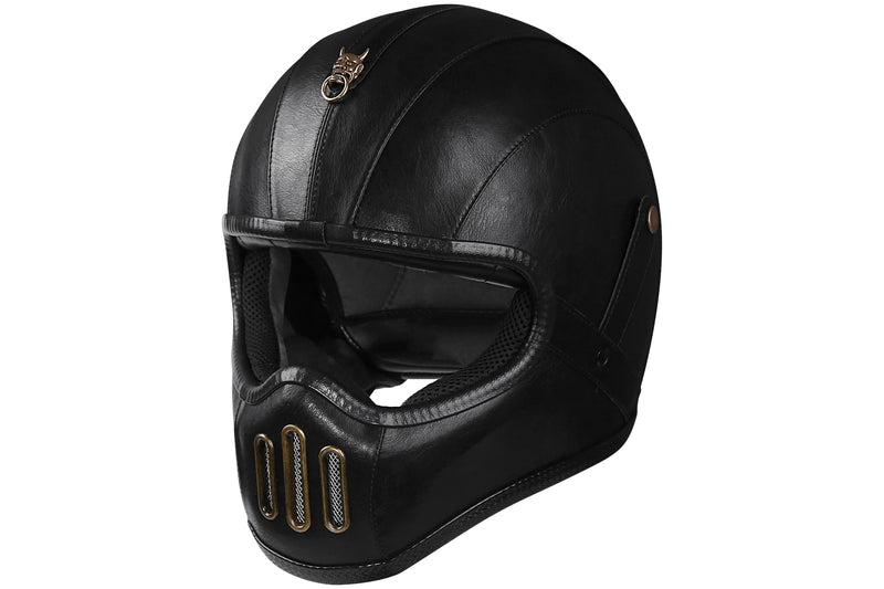 Retro ORZ helmet, fiberglass full face helmet, caf é racing driver, lightweight shell, motorcycle helmet, retro leather