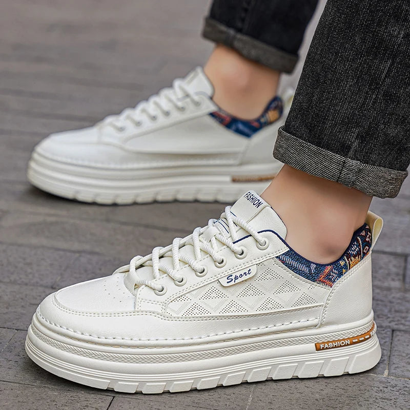 Men's Thick Sole Casual Shoes Four Seasons New Breathable lightweight Soft-Sole Outdoor Walking Shoes Student Sports Board Shoes