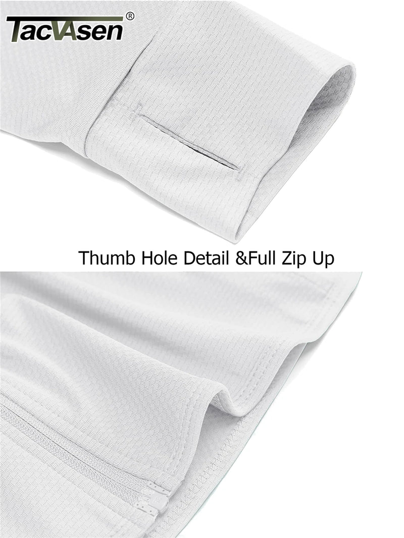 TACVASEN UPF 50+ Sun Protection Summer Shirts Womens Long Sleeve Shirts Full Zip Casual Jackets Zipper Pockets Golf Athlete Tops