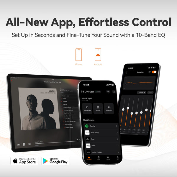 Fosi Audio S3 Lite ឧបករណ៍ចាក់តន្ត្រី Hifi ឥតខ្សែ ប៊្លូធូស ឌីជីថល ដឹកជញ្ជូន បណ្តាញ ឧបករណ៍ចាក់អូឌីយ៉ូ គាំទ្រ AirPlay Qobuz Connect