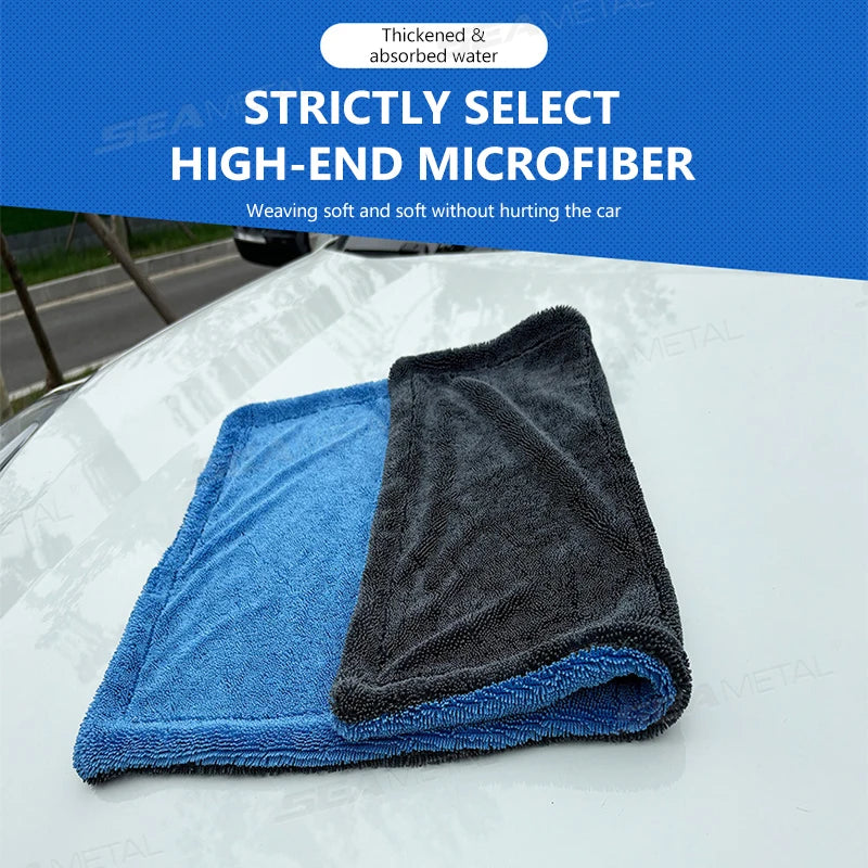 SEAMETAL 1200GSM Car Wash Microfiber Towel 60x90cm Car Drying Towel Double-Sided High-Absorbent Thick Soft Towel Scratch-Free