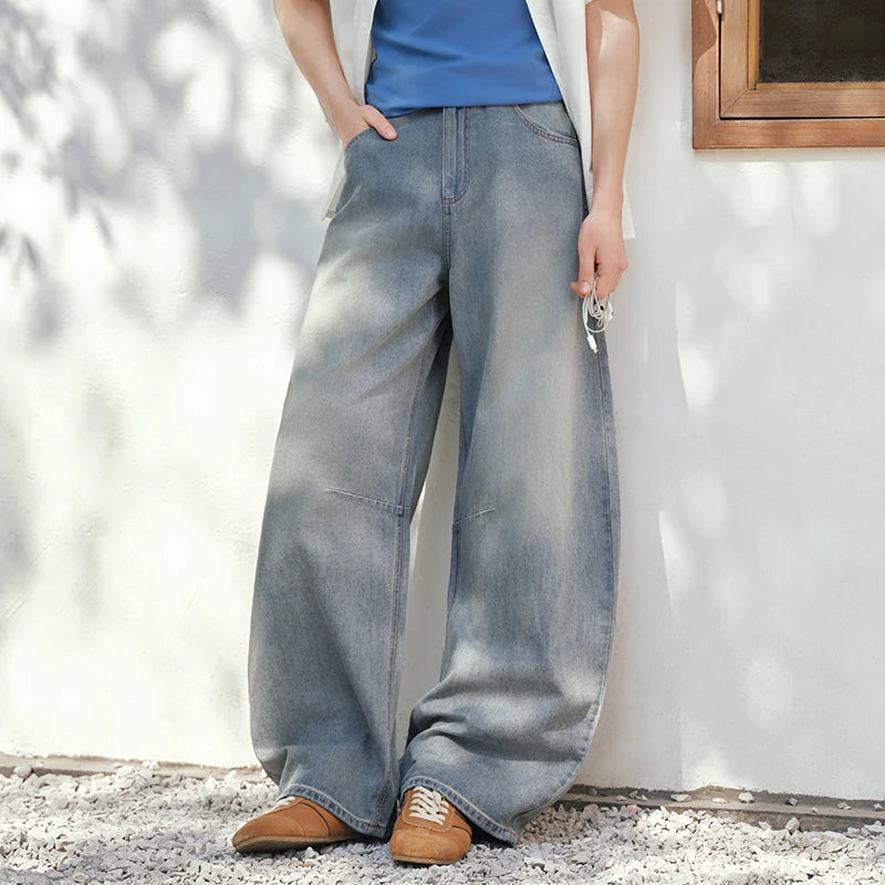 ខោបុរស Semir Denim មានអារម្មណ៍ត្រជាក់បែប Vintage ជើងកោងស្លីមសមទូលាយរដូវក្តៅឆ្នាំ ២០២៦ ស្ទីលម៉ូដធម្មតា