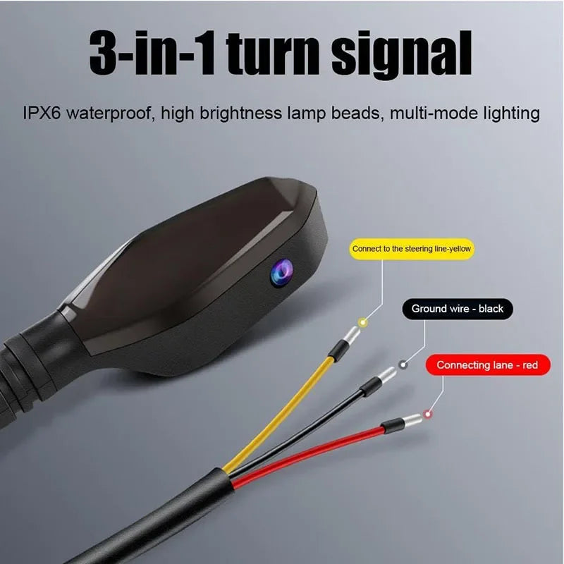 2Pcs Motorcycle LED Turn Signal Lamp With Arrow Projection Lamps 27 Lighting Modes Waterproof Colorful Ambient Turning Light