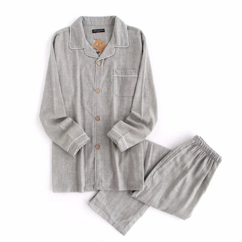 Couple Pajamas Sleepwear Clothes for Men's And Women's 100% Cotton Two-Piece Pyjama Set Autumn Casual Lapel Nightwear Pijama