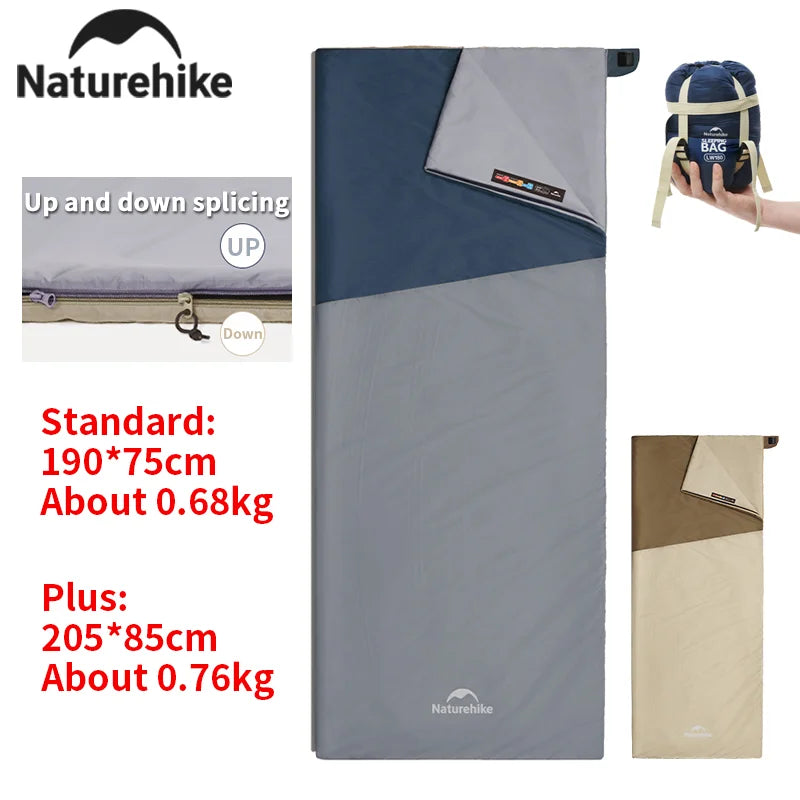 Naturehike Sleeping Bag LW180 Outdoor Ultralight Portable Waterproof Summer Sleeping Bag Envelope Cotton Camping Sleeping Bag