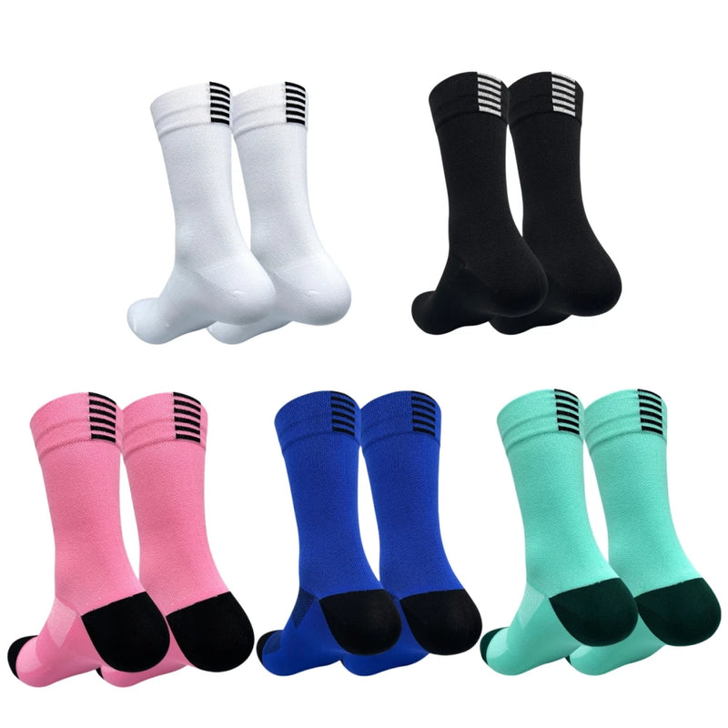 WRELS 1/2/3 Pairs Crew Cycling Socks Breathable Fast Dry Running Socks Men Women Thick Cushioned Arch Support Bike Hiking Socks