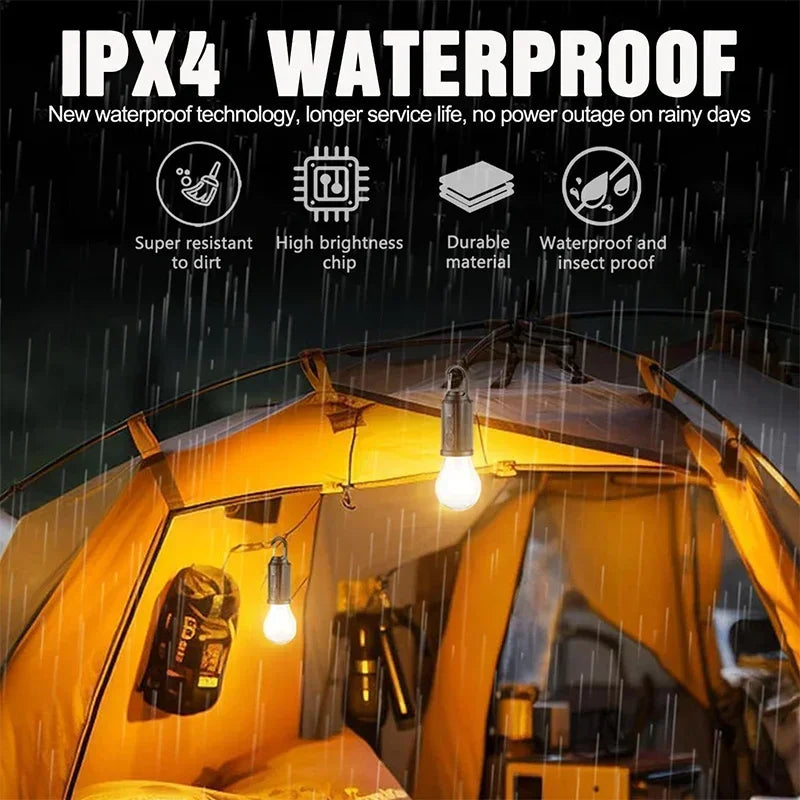 Solar Powered LED Camping Lamp USB Charging LED Lighting Lantern Waterproof Portable Handheld Lamp for Outdoor BBQ Camping