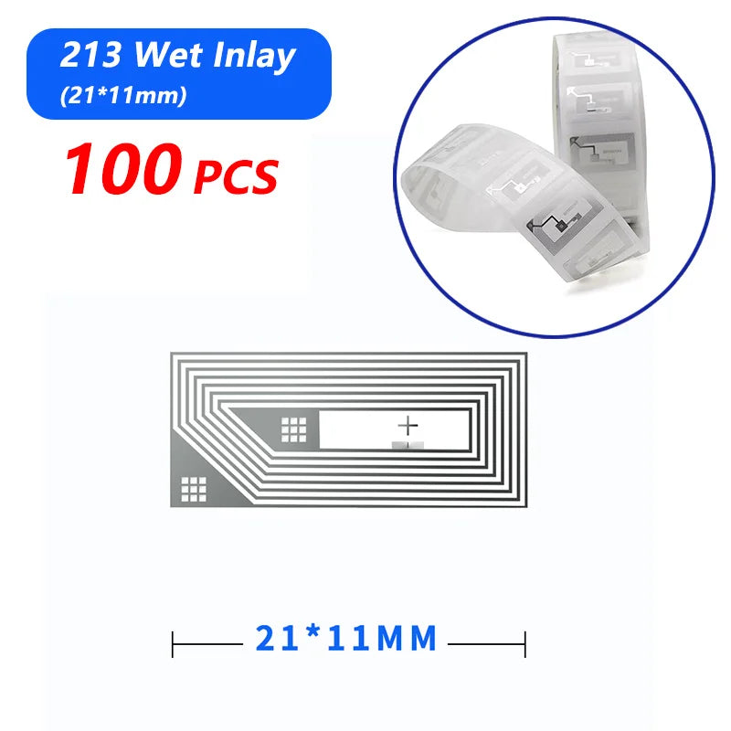 ស្ទីគ័រស្លាក NFC 100pcs/ឡូត 13.56MHz ISO14443A 213 ស្ទីគ័រស្លាកសកល Ntag213 RFID សម្រាប់ទូរស័ព្ទដែលបើក NFC ទាំងអស់