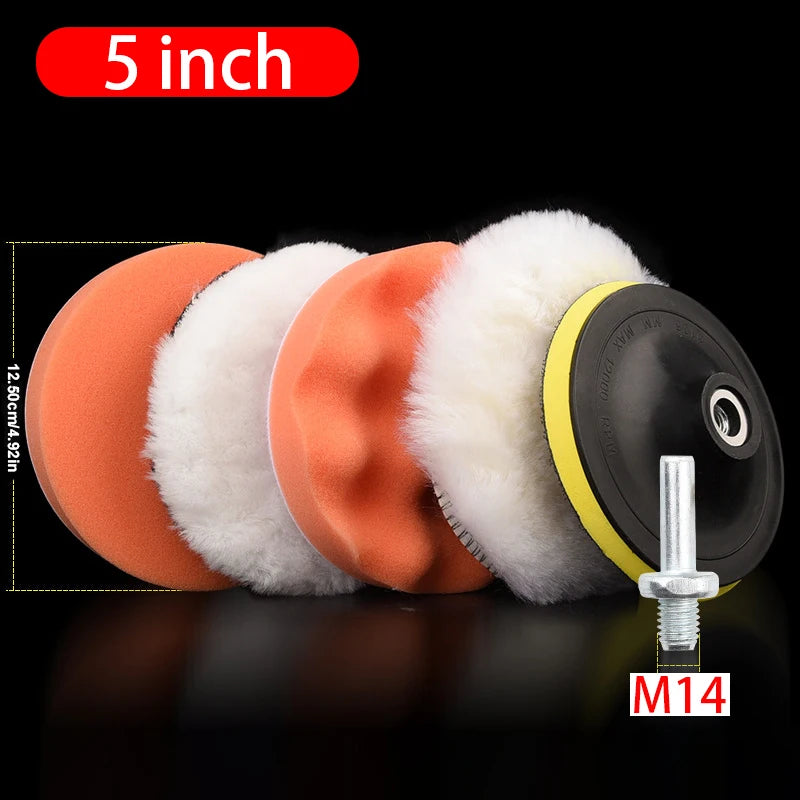 SEAMETAL 3/4/5inch Universal Car Polish Pad Set M10/M14 Soft Wool Machine Waxing Polisher Car Body Polishing Discs Car Accessory