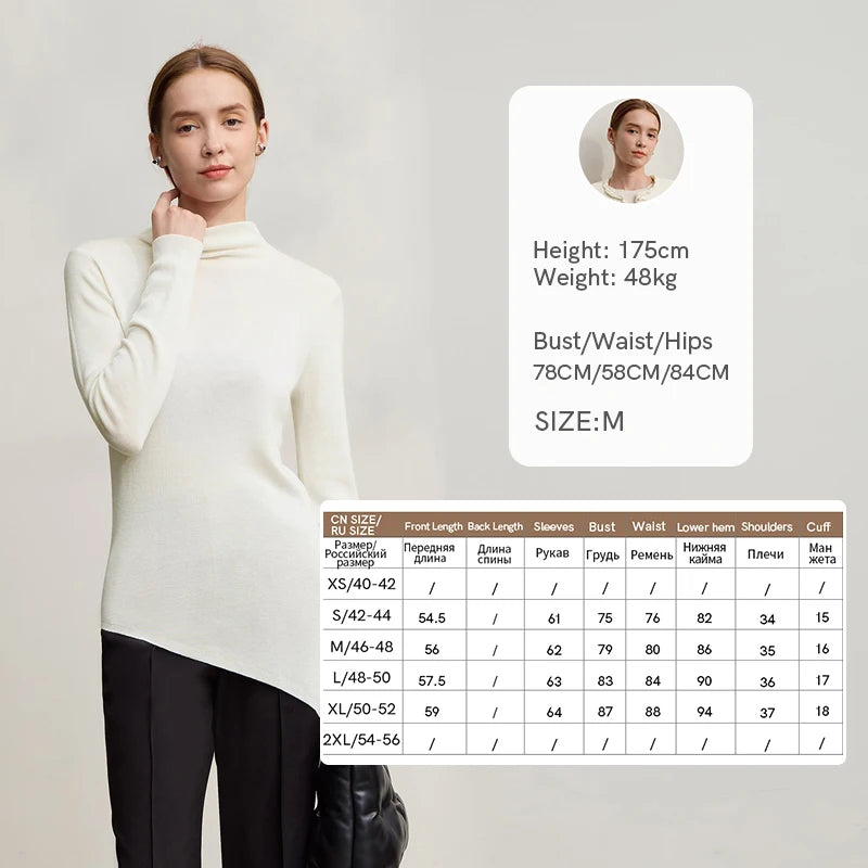 Amii Woman Sweater 2026 Winter New Casual Versatile Semi-turtleneck Sweater Asymmetrical Pullover Knitted Top Women 12524129