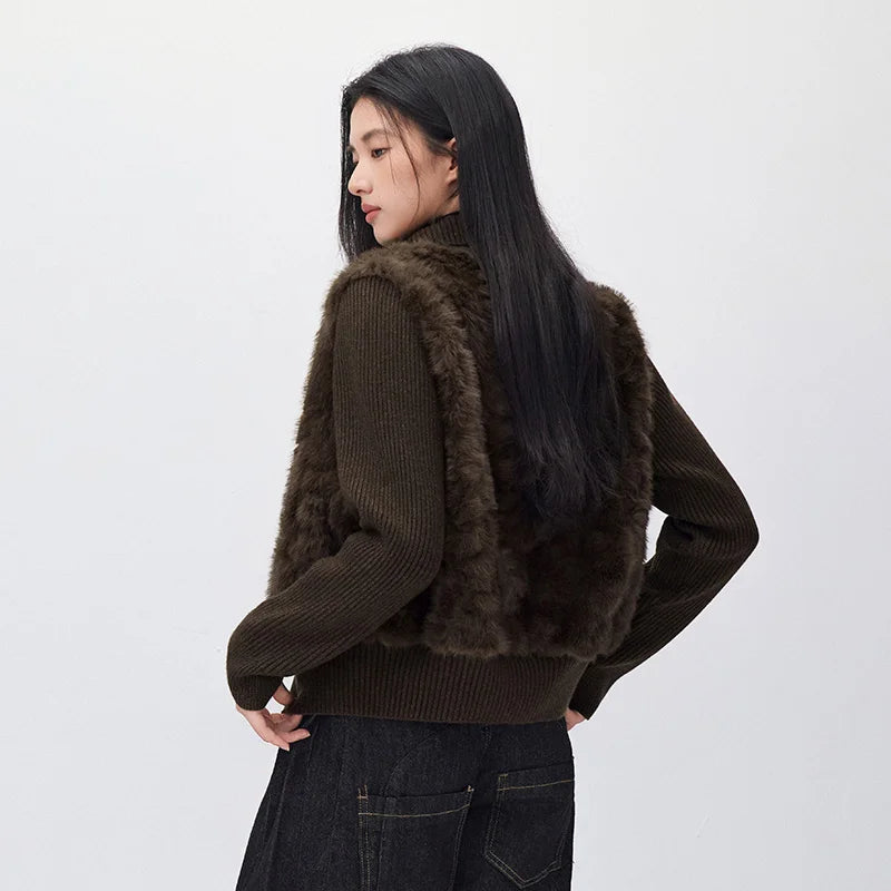 Semir Women Winter Jacket Plush Texture Panel Design Layered Look Turn Down Collar Minimal Style Versatile 2026 New