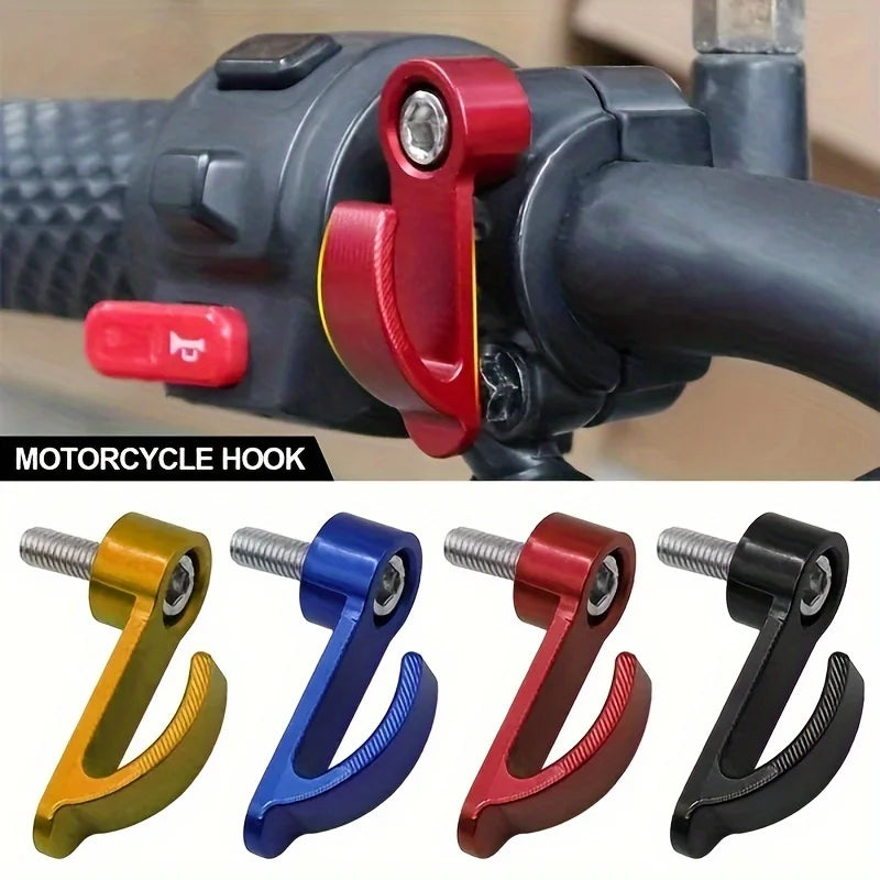 1set Universal Motorcycle Hook/Storage & Helmet Holder for Electric Additions, Aluminum Alloy, Single Hole Handlebar Hook
