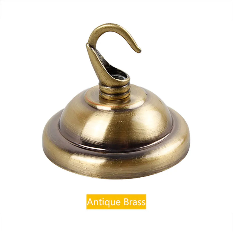 ជើងចង្កៀងពិដាន JOYINLED រចនាបែប Vintage ពណ៌ខ្មៅ/ស/សំរិទ្ធ/មាស/ទំហំ 56mm ដែកមូល DIY + ទំពក់ សម្រាប់តោងពិដាន