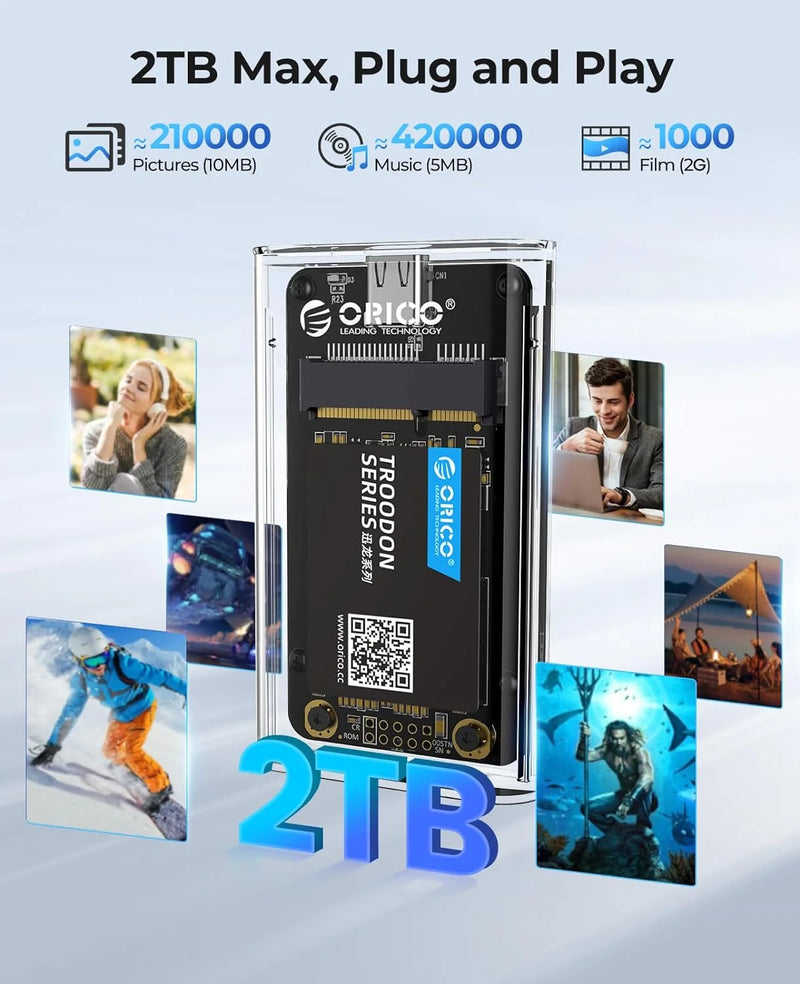 ORICO mSATA SSD Case to USB 3.2 Gen1 SSD Enclosure Adapter Transparent External Adapter 5Gbps for mSATA NGFF SSD Samsung