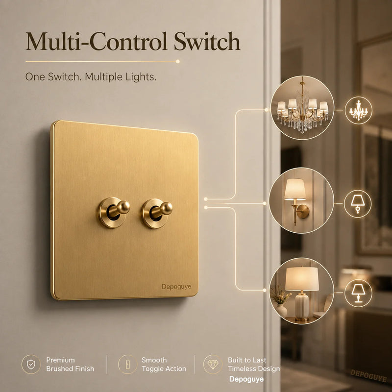 Retro Metal Wall Light Toggle 1 2 Gang 3 Way Switch EU FR Russia Vintage Brass Lever Stainless Steel Switch Panel For Home