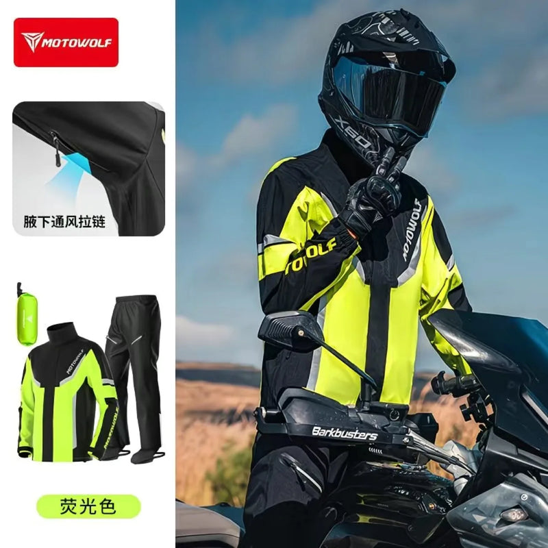 ឈុតអាវភ្លៀងជិះម៉ូតូ MOTOWOLF អាវការពារទឹក ការពារព្យុះភ្លៀង អាវសម្រាប់ជិះលេងក្នុងពិធីជួបជុំ ការពារភ្លៀងសម្រាប់អ្នកជិះតែម្នាក់