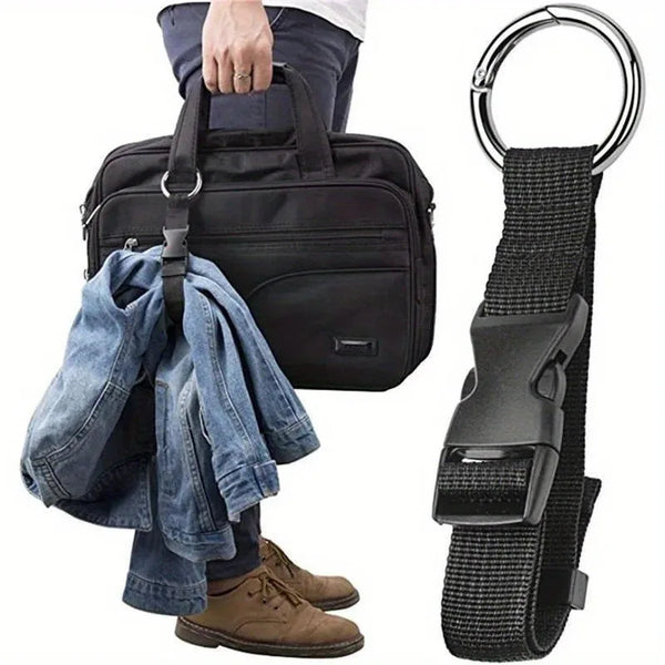 Versatile Black Luggage Strap, Durable Anti-Theft Gripper with Handbag Clip,Buckle Closure, Perfect for Travel & Everyday Use