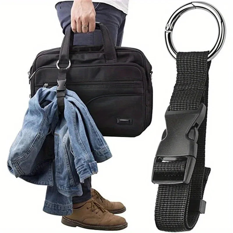 Versatile Black Luggage Strap, Durable Anti-Theft Gripper with Handbag Clip,Buckle Closure, Perfect for Travel & Everyday Use