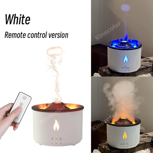 360ml Electric Aroma Diffuser Essential Oil Volcano Air Humidifier Vaporizer Flame Humidifiers for Cool Holiday Gift White PRO