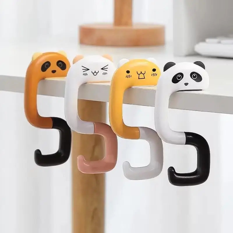 Cartoon Animal Shaped Hook – Portable Foldable for Handbags, Wallets & Backpacks, Desktop Hanger