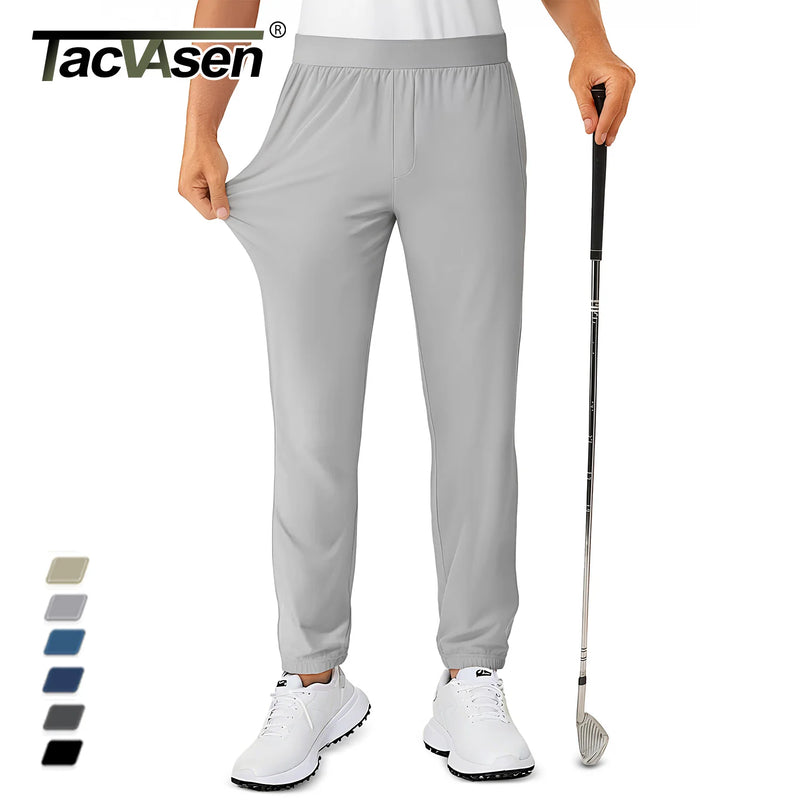 TACVASEN Golf Pants Men's Stretch Joggers with Zipper Pockets Breathable Lightweight Pants Work Casual Slack for Men Running