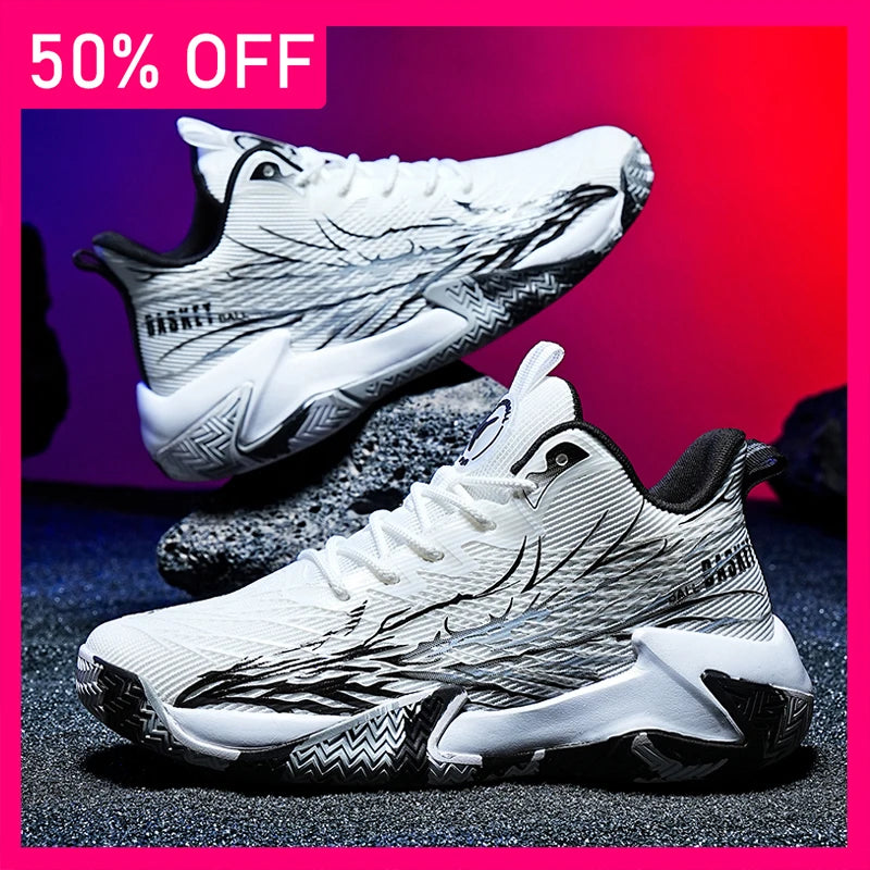 Men Basketball Shoes Flat Bottom Anti Slip Rebound Light Practical Sneakers Fashion Mesh Breathe Competitions Basketball Boots