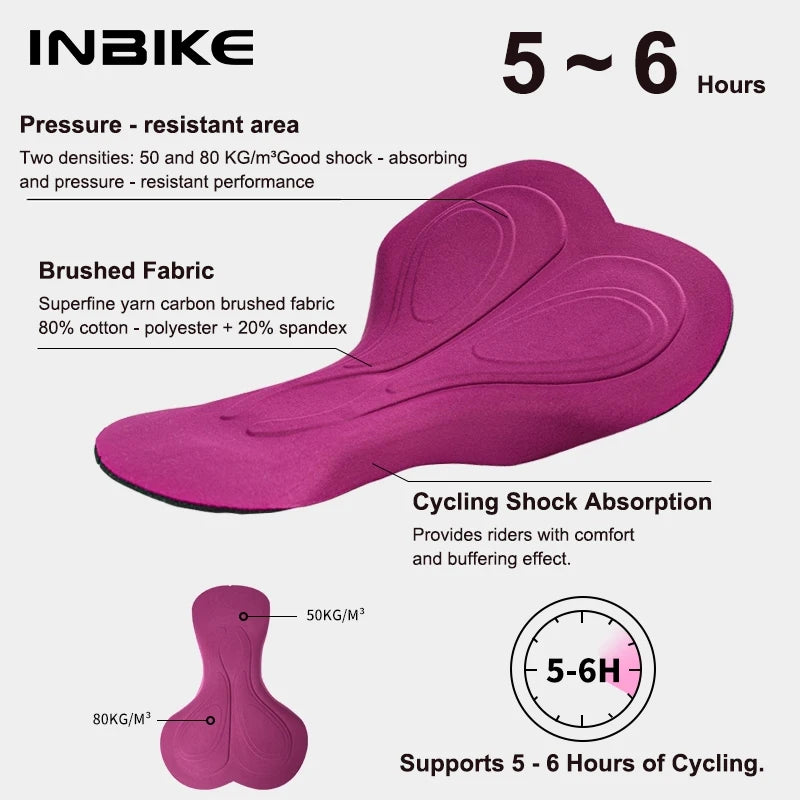 INBIKE Women's Thermal Fleece Cycling Bib Tights Padded Winter Cycling Pants with Pockets Road Bike Windproof Cycling Clothing