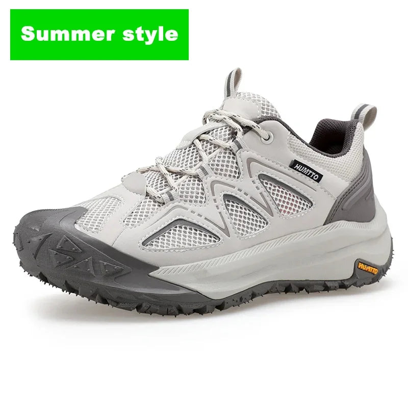 HUMTTO Breathable Trekking Shoes for Men Outdoor Men's Sports Shoes Non-slip Hiking Boots Leather Safety Walking Sneakers Man