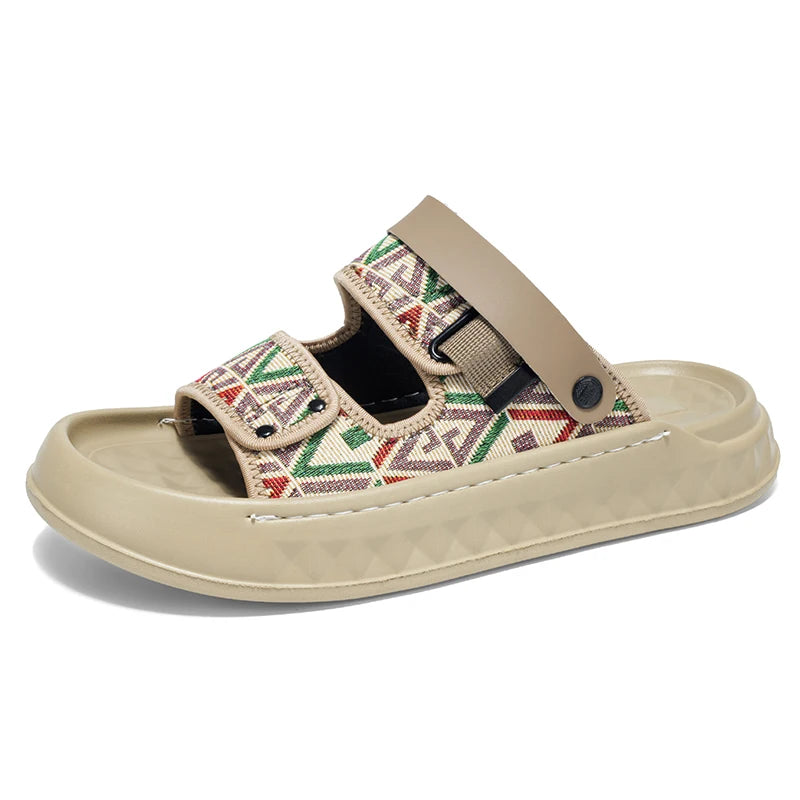 Men's casual slip on sandals summer soft-sole breathable lightweight outdoor walking beach shoes fashion Dual-purpose slippers