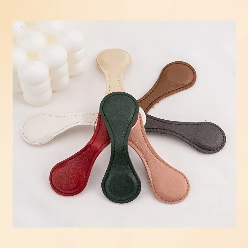 2pcs No-Sew Magnetic PU Leather Clips.Fix Cuffs,Trouser Legs,Scarves,Strong Magnetic Hold,No Damage Removable Buckles.