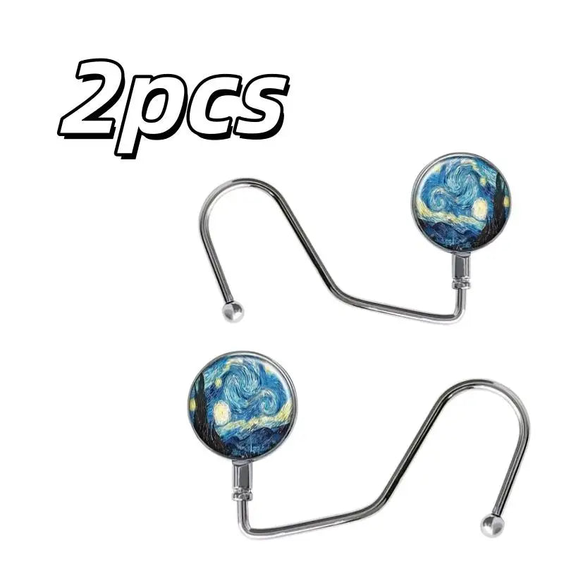 2pcs Portable Folding Desk Hook – Stainless Steel, for Schoolbag & Home Decor, Unisex Gift All Seasons